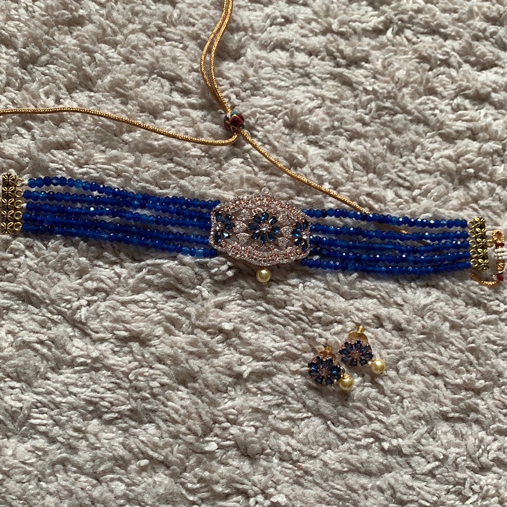 Blue chocker with studs